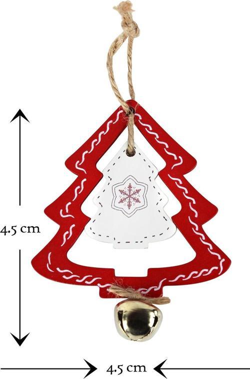 Kırmızı Ahşap Yılbaşı Çam Ağacı Süs 8Cm