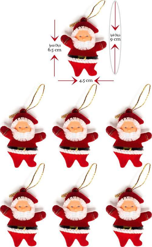 Yılbaşı Çam Ağacı Süsü Noel Baba 6'Lı 6,5Cm