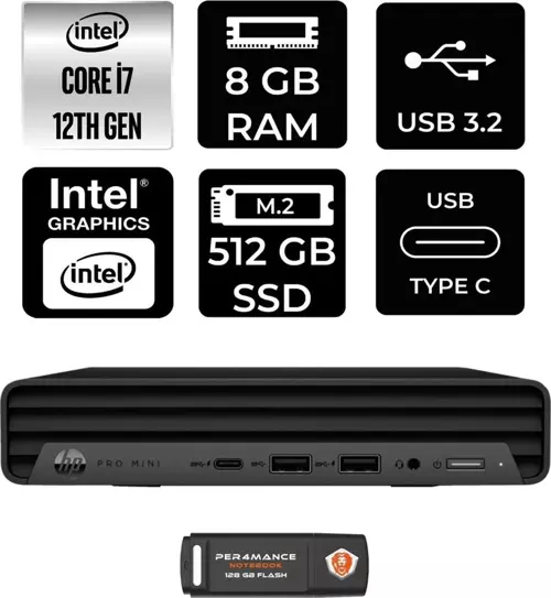 Pro Mını 400 G9 6D392Ea Core İ7 12700T-64Gb Ram-512Gb Nvme-Fdos Mını Pc