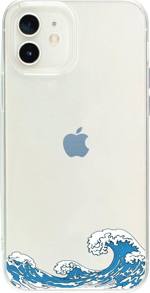 İphone 12 Wave Vector Desenli Şeffaf Telefon Kılıfı