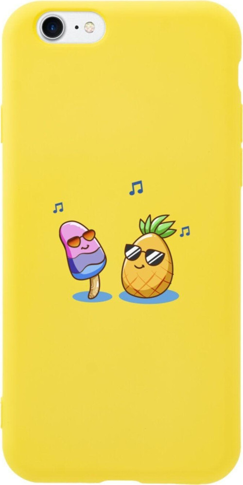 İphone 7 Uyumlu Singer Pineapple Tasarımlı Sarı Telefon Kılıfı