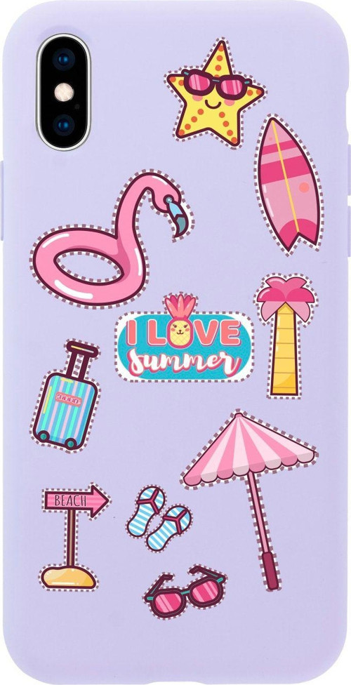 İphone Xs Love Summer Tasarımlı Lila Telefon Kılıfı