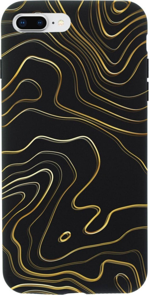 İphone 7 Plus Golden Line Tasarımlı Siyah Telefon Kılıfı