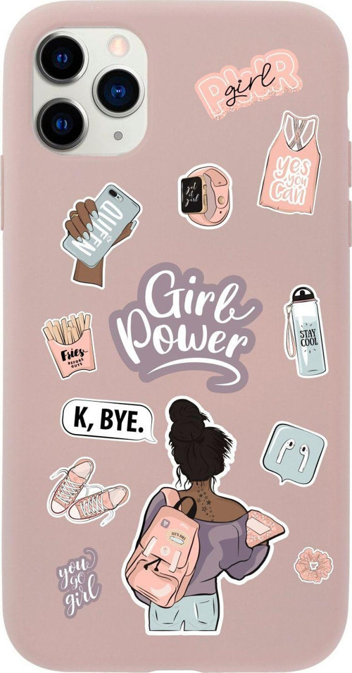 Iphone 11 Pro Max Girl Power Tasarımlı Pembe Telefon Kılıfı