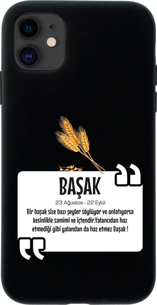 Iphone 11 Başak Yıldız Tasarımlı Siyah Telefon Kılıfı