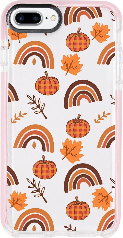 İphone 7 Plus Uyumlu Sonbahar Desenli Candy Bumper Silikonlu Telefon Kılıfı