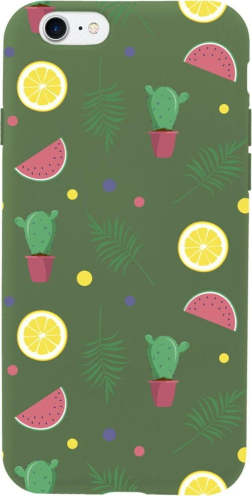 İphone 7 Summer Cactus Tasarımlı Haki Telefon Kılıfı