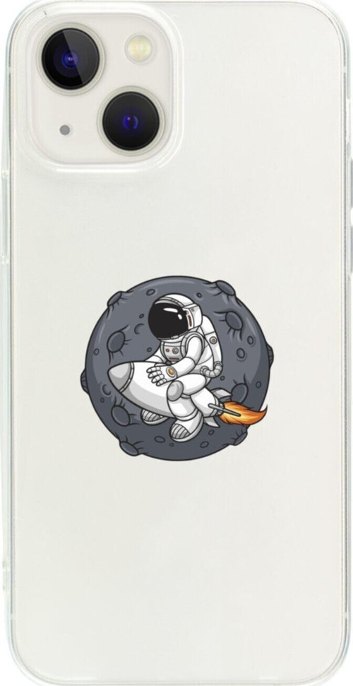 İphone 15 Gezegen Astronot Şeffaf Telefon Kılıfı