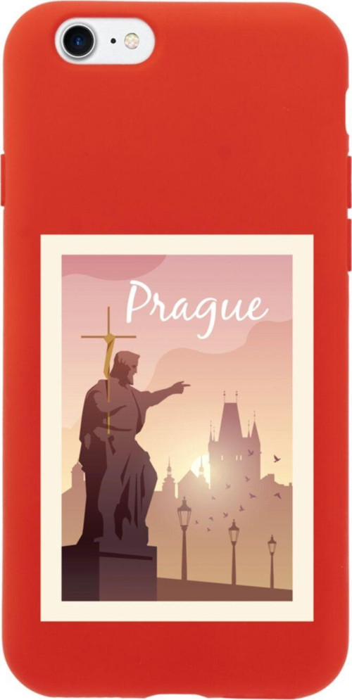 İphone Se Prague Tasarımlı Kırmızı Telefon Kılıfı