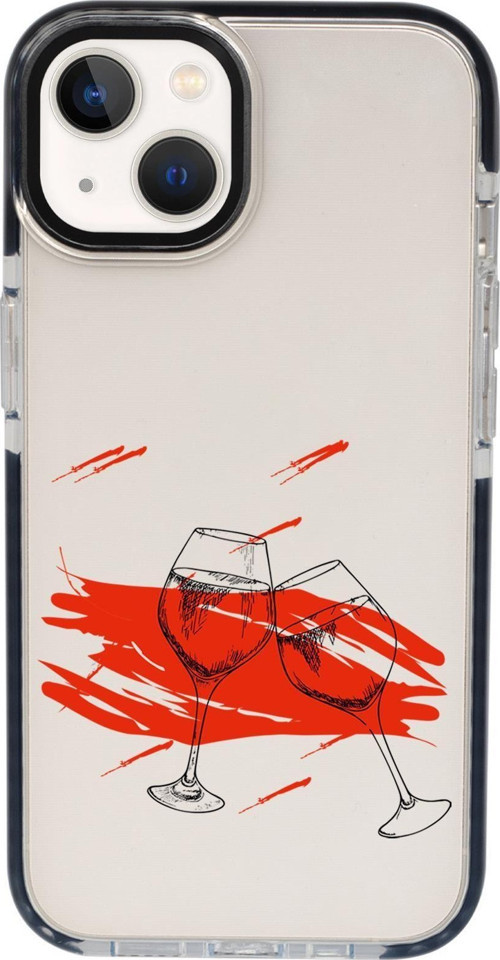 İphone 15 Plus Uyumlu Spilled Wine Desenli Candy Bumper Darbe Emci Silikonlu Telefon Kılıfı