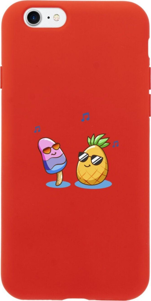 İphone 8 Singer Pineapple Tasarımlı Kırmızı Telefon Kılıfı