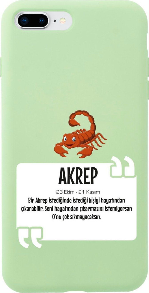 İphone 8 Plus Akrep Burcu Tasarımlı Yeşil Telefon Kılıfı