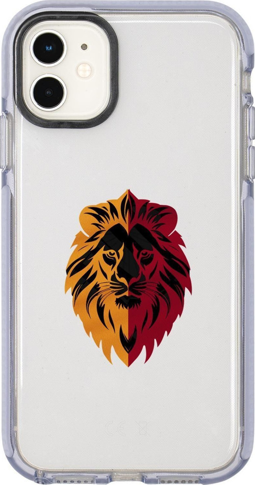 İphone 12 Mini Uyumlu Sarı Kırmızı Aslan Desenli Candy Bumper Silikonlu Telefon Kılıfı