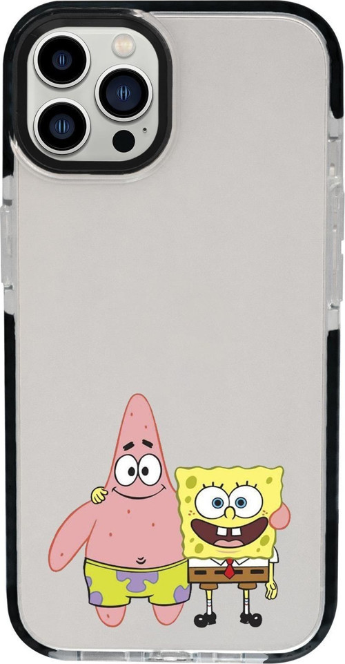İphone 15 Pro Uyumlu Sünger Bob Ve Patrickstar Desenli Candy Bumper Darbe Emci Silikonlu Telefon Kıl