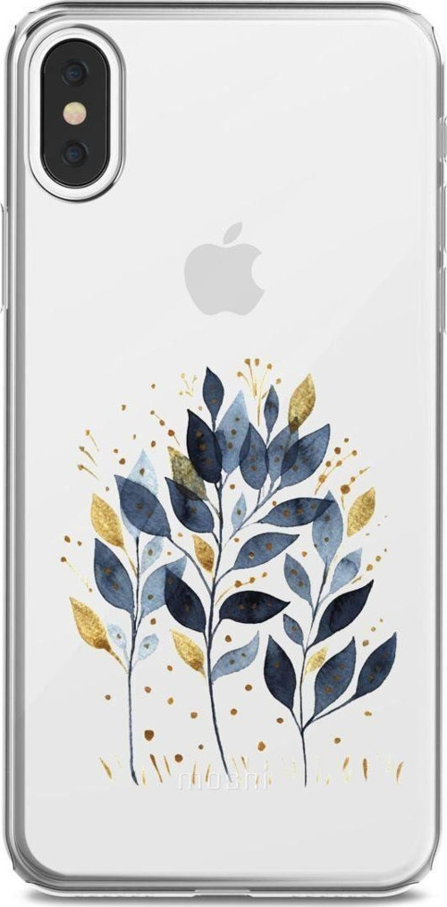 İphone Xr Mavi Yeşil Yaprak Tasarımlı Şeffaf Telefon Kılıfı
