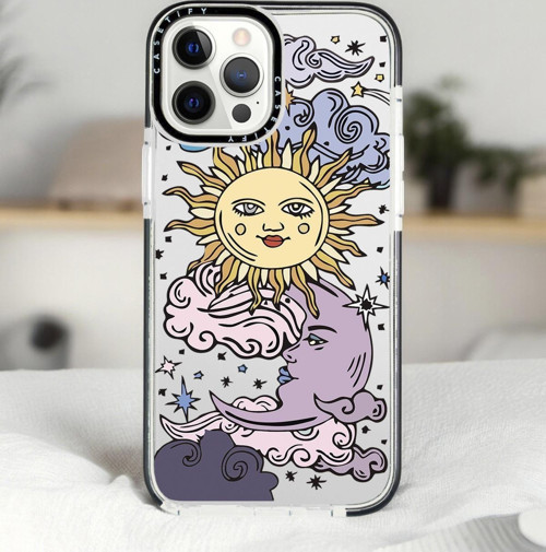 İphone 14 Pro Max Güneş Ay Desenli Casetify Darbe Emci Silikonlu Telefon Kılıfı