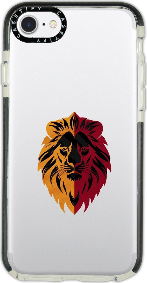 İphone Se 2020 Uyumlu Casetify Sarı Kırmızı Aslan Desenli Anti Shock Premium Silikonlu Siyah Kenar D