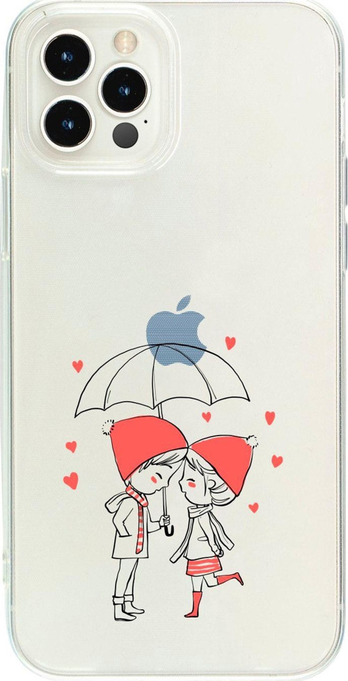 Iphone 12 Pro Couple Desenli Şeffaf Telefon Kılıfı