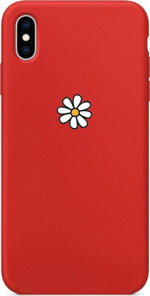 Papatya Tasarımlı İphone Xs Max Kırmızı Telefon Kılıfı