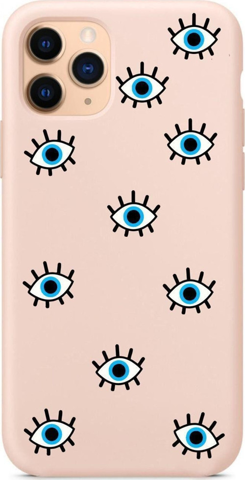 Nazar Gözler Tasarımlı Iphone 11 Pro Max Pembe Telefon Kılıfı