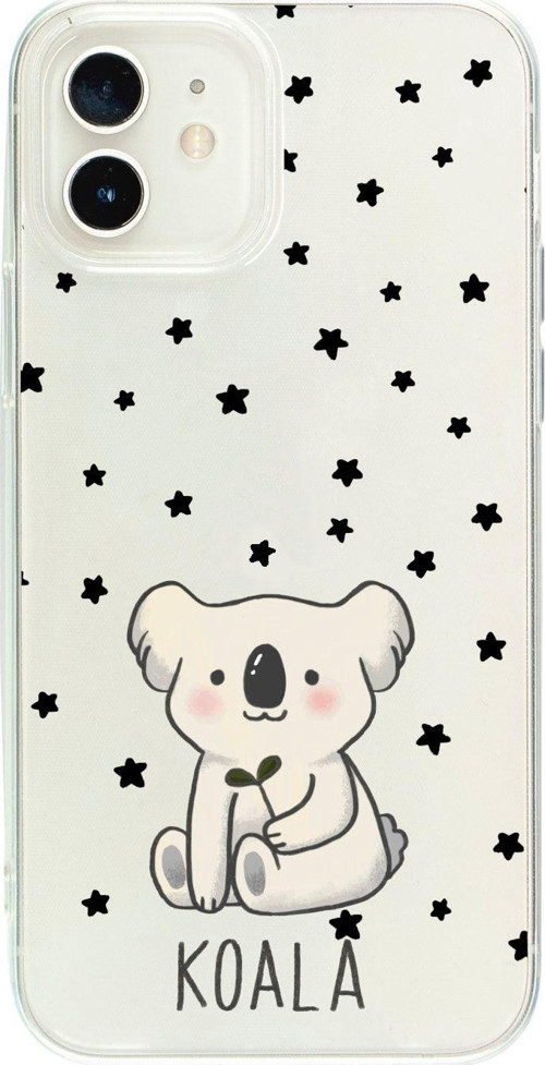 İphone 12 Uyumlu Koala Desenli Premium Şeffaf Silikon Kılıf