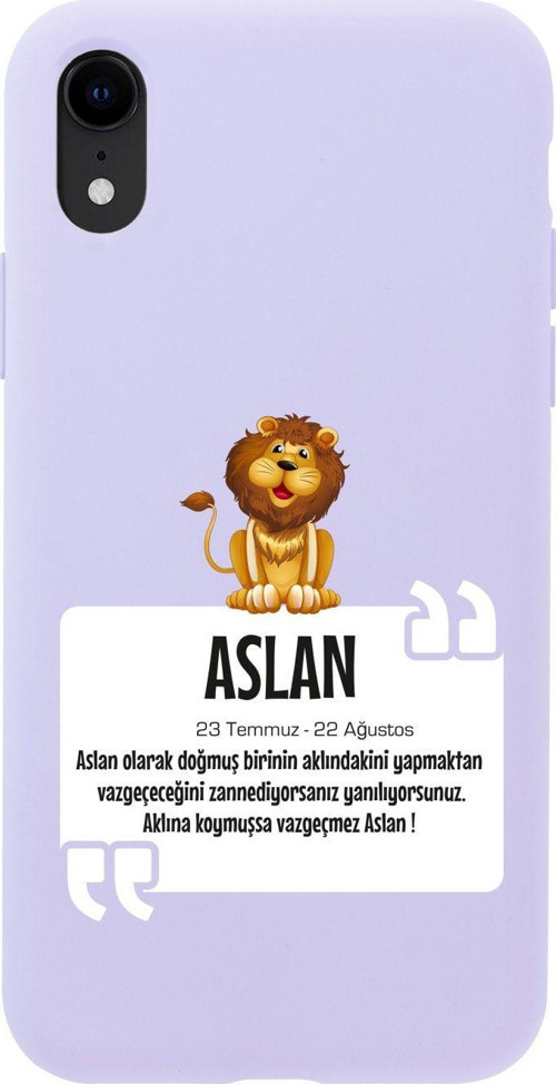 İphone Xr Aslan Burcu Tasarımlı Lila Telefon Kılıfı