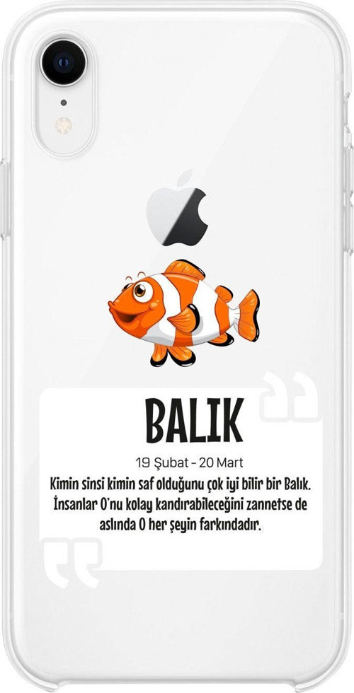 İphone Xr Balık Burcu Desenli Şeffaf Telefon Kılıfı