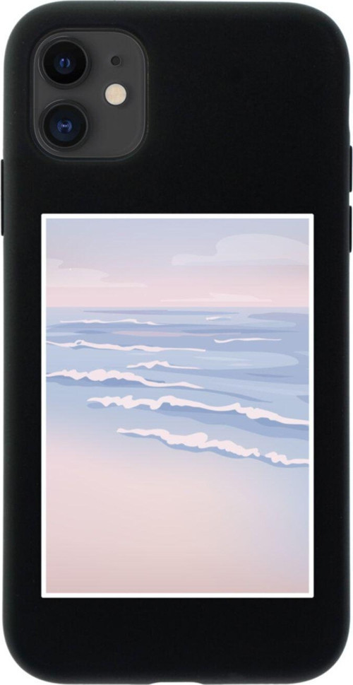Iphone 11 Sea ??And Wave Tasarımlı Siyah Telefon Kılıfı