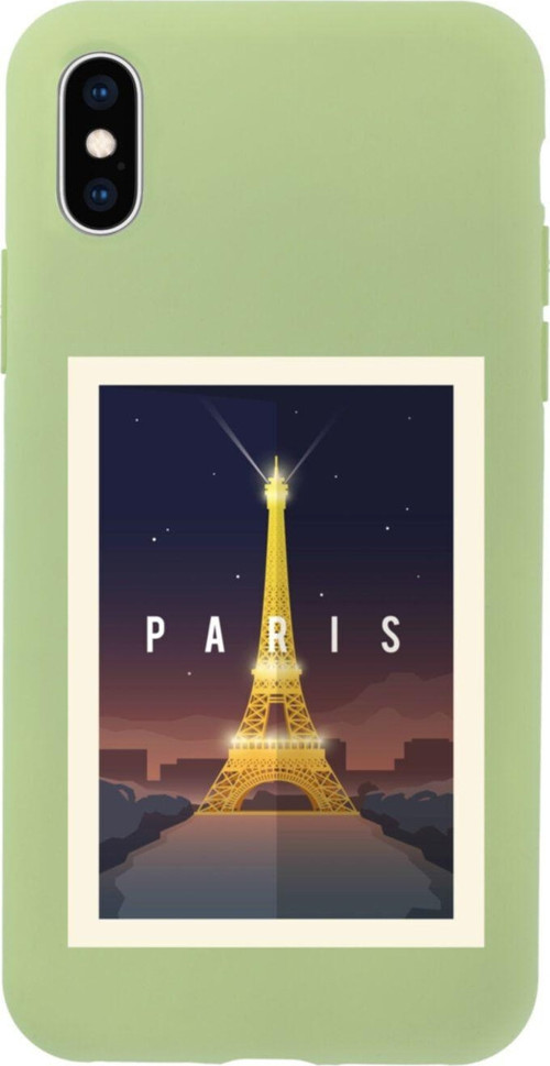 İphone Xs Paris Tasarımlı Yeşil Telefon Kılıfı