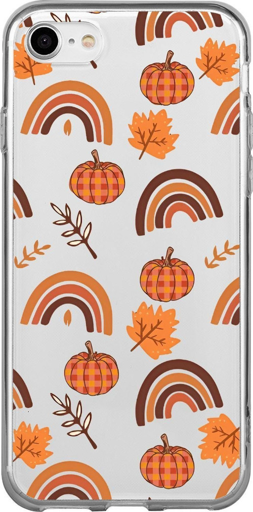 İphone Se Uyumlu Sonbahar Desenli Premium Şeffaf Silikon Kılıf