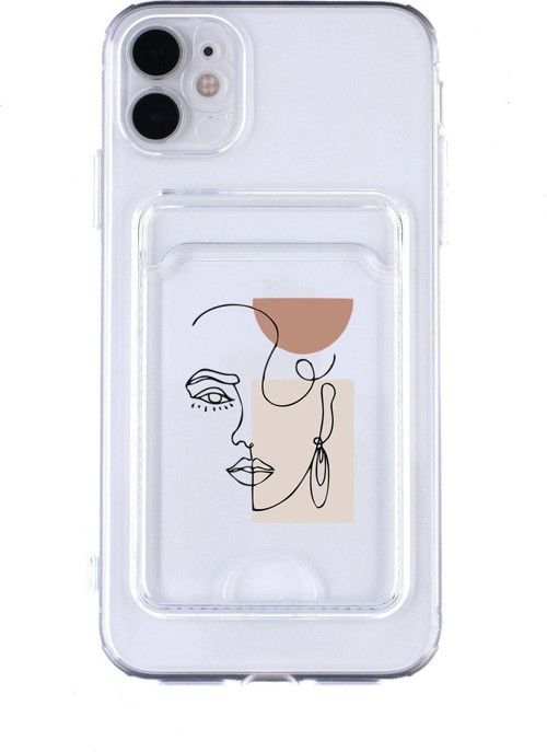 İphone 12 Uyumlu Women Art Desenli Şeffaf Kamera Korumalı Ve Kartlıklı Telefon Kılıfı