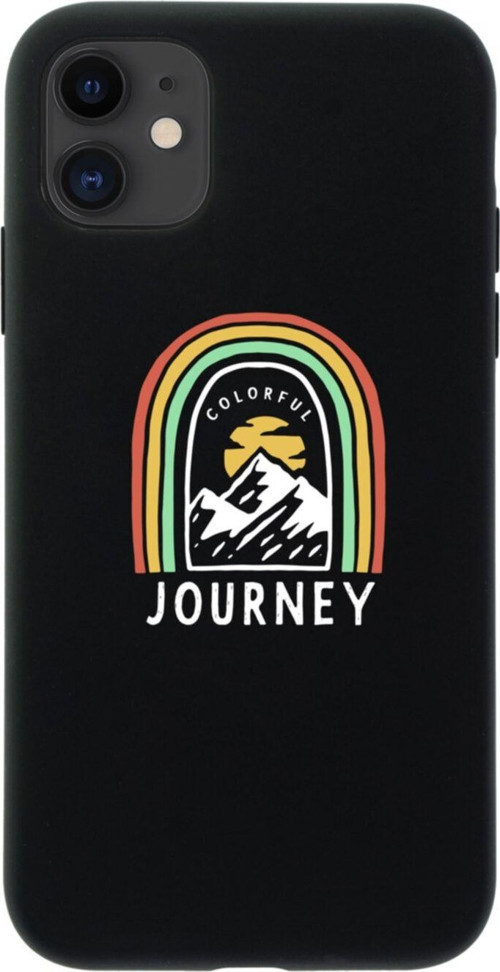 İphone 12 Rainbow Tasarımlı Siyah Telefon Kılıfı