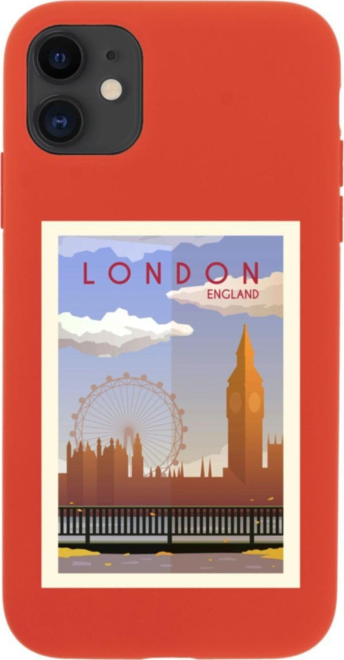 Iphone 11 London Tasarımlı Kırmızı Telefon Kılıfı