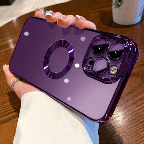 İphone 14 Pro Logo Detaylı Lens Korumalı Renkli Çerçeve Detaylı Şeffaf Silikon Kılıf Mchzr