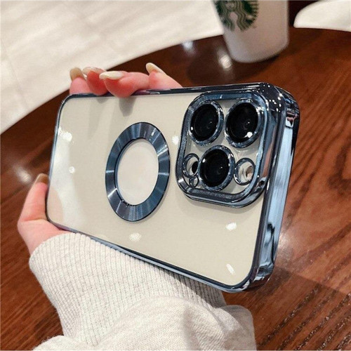 İphone 14 Pro Logo Detaylı Lens Korumalı Renkli Çerçeve Detaylı Şeffaf Silikon Kılıf Mchzr