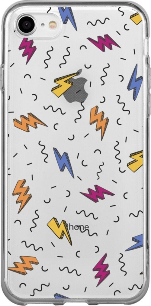 İphone Se Şimşekler Tasarımlı Şeffaf Telefon Kılıfı