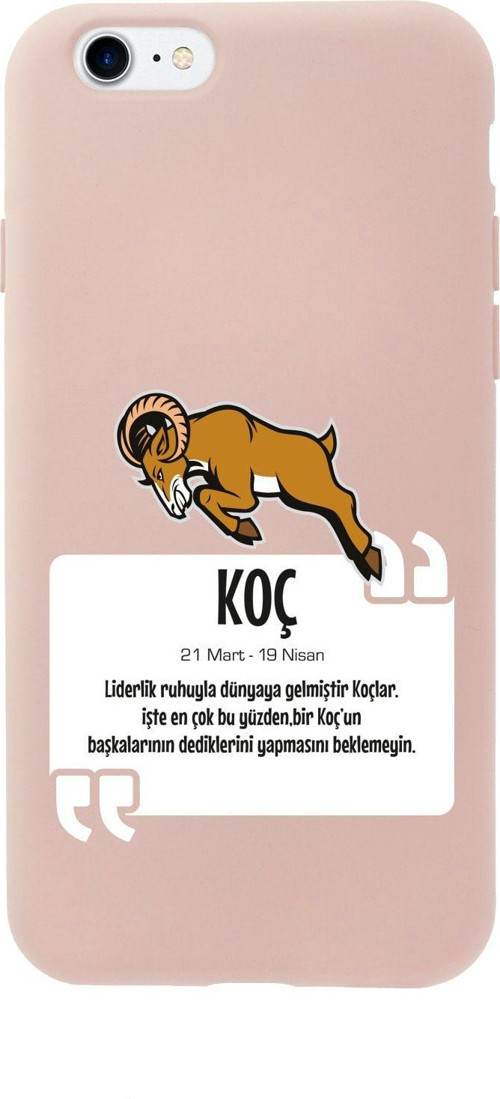 İphone 8 Koç Burcu Tasarımlı Pembe Telefon Kılıfı