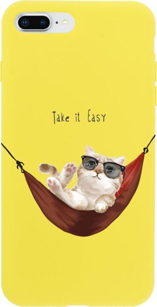 İphone 7 Plus Take It Easy Tasarımlı Sarı Telefon Kılıfı