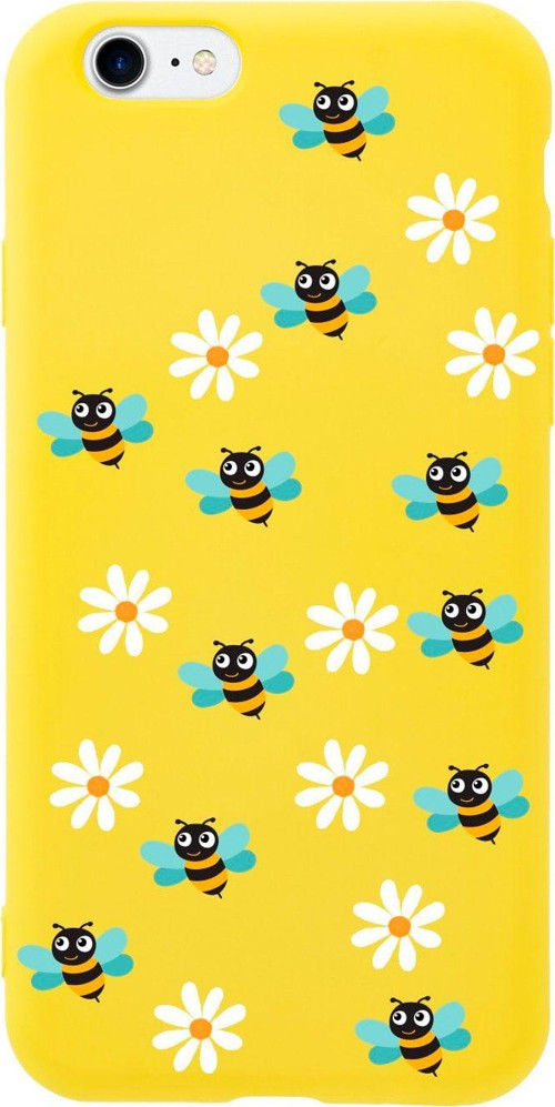 İphone 8 Bee Etiket Tasarımlı Sarı Telefon Kılıfı
