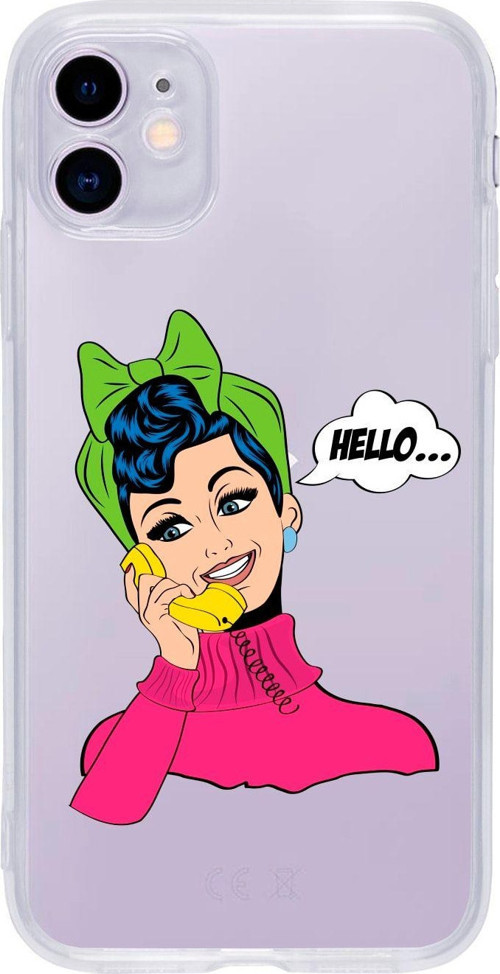 Iphone 11 Hello Desenli Şeffaf Telefon Kılıfı