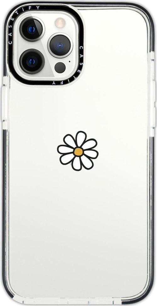 Iphone 12 Pro Casetify Papatya Desenli Anti Shock Premium Silikonlu Siyah Kenar Detaylı Telefon Kılı