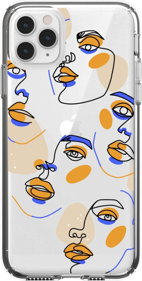 Iphone 11 Pro Surreal Face Tasarımlı Şeffaf Telefon Kılıfı