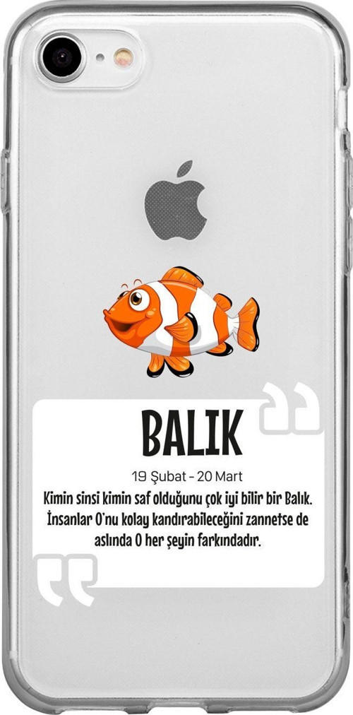İphone 8 Balık Burcu Desenli Şeffaf Telefon Kılıfı