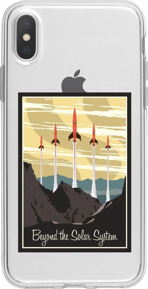 İphone X Beyond Solar System Desenli Şeffaf Telefon Kılıfı