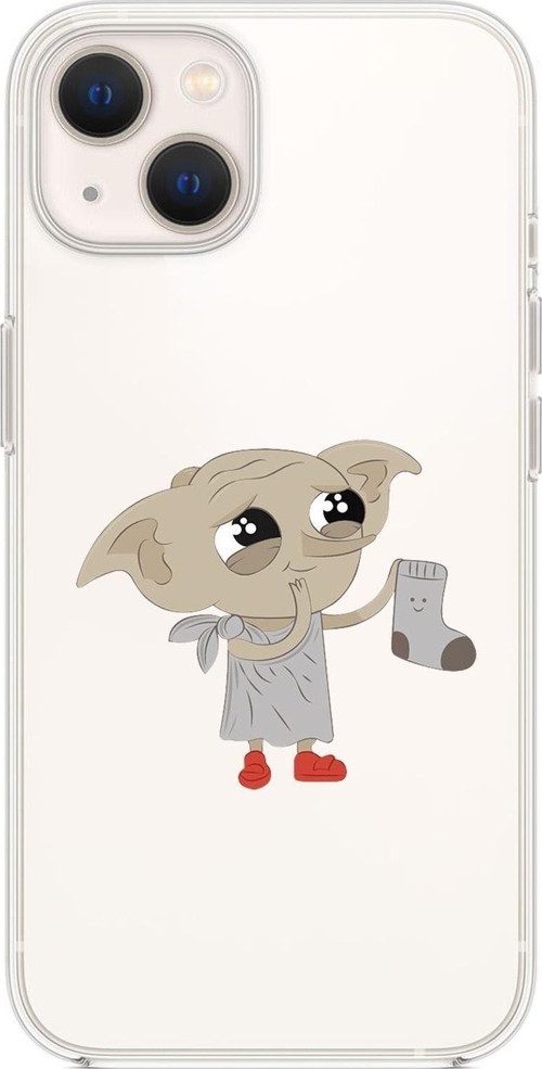 İphone 14 Uyumlu Dobby Desenli Şeffaf Silikonlu Telefon Kılıfı
