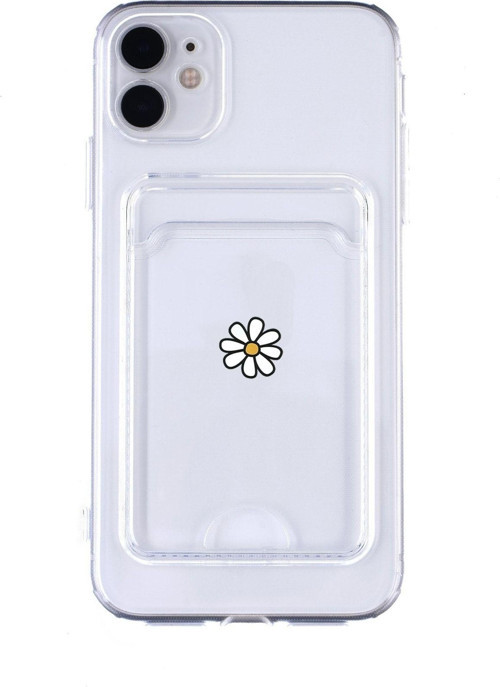 Iphone 11 Uyumlu Papatya Desenli Şeffaf Kamera Korumalı Ve Kartlıklı Telefon Kılıfı