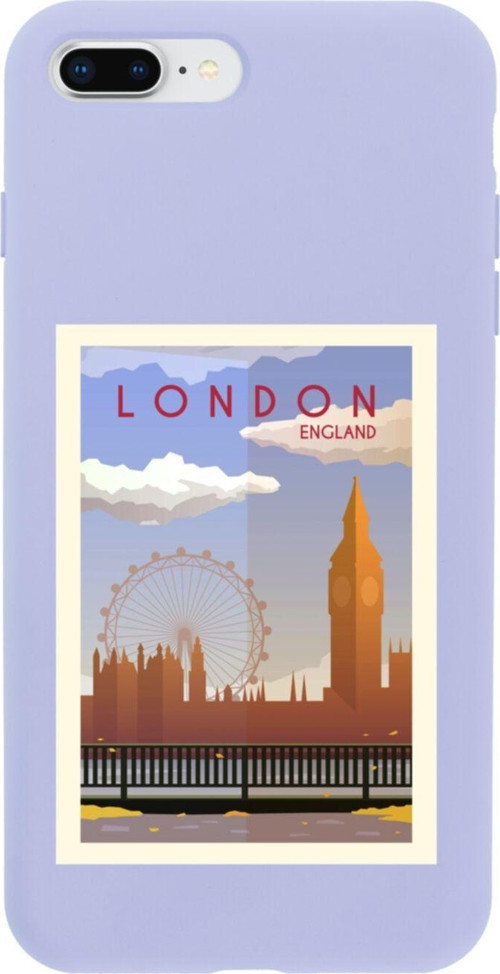 İphone 8 Plus London Tasarımlı Lila Telefon Kılıfı