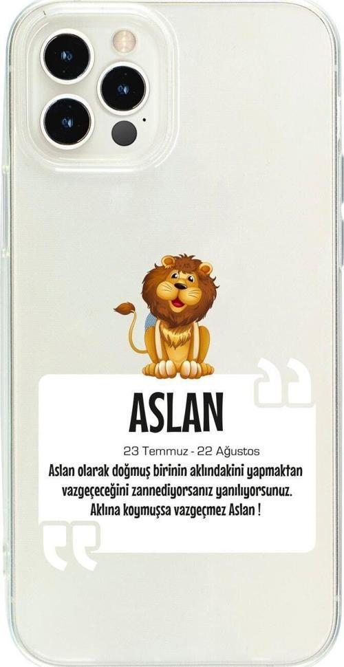 İphone 15 Pro Aslan Burcu Desenli Şeffaf Telefon Kılıfı