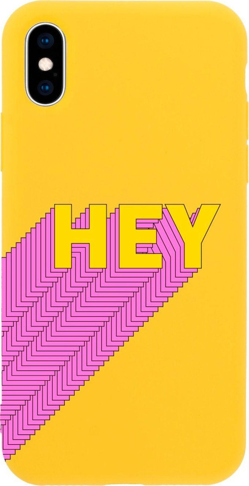 İphone X Hey Tasarımlı Sarı Telefon Kılıfı
