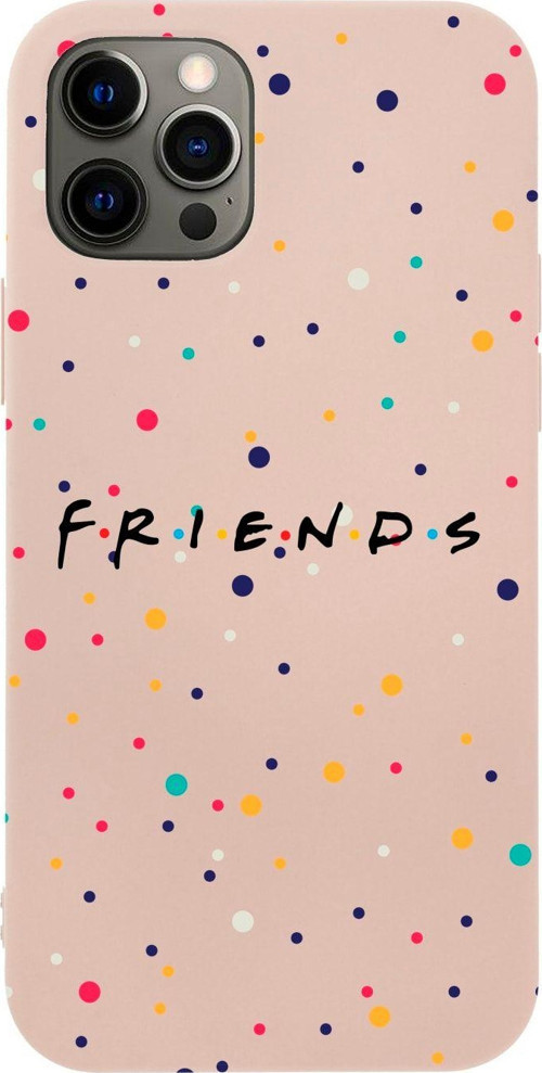 Iphone 12 Pro Max Friends Tasarımlı Pembe Telefon Kılıfı